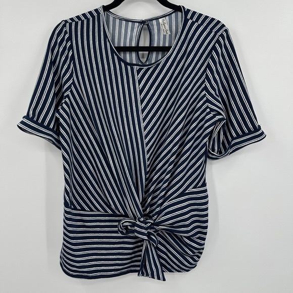 Tops - Striped Navy Tie-Front Women’s Top